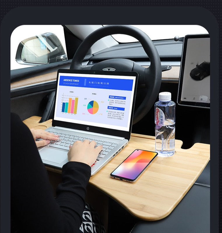 Foldable Eating WoodenTable/Working Desk for Tesla Model 3 & Y