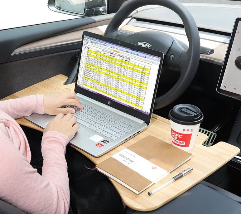 Foldable Eating WoodenTable/Working Desk for Tesla Model 3 & Y