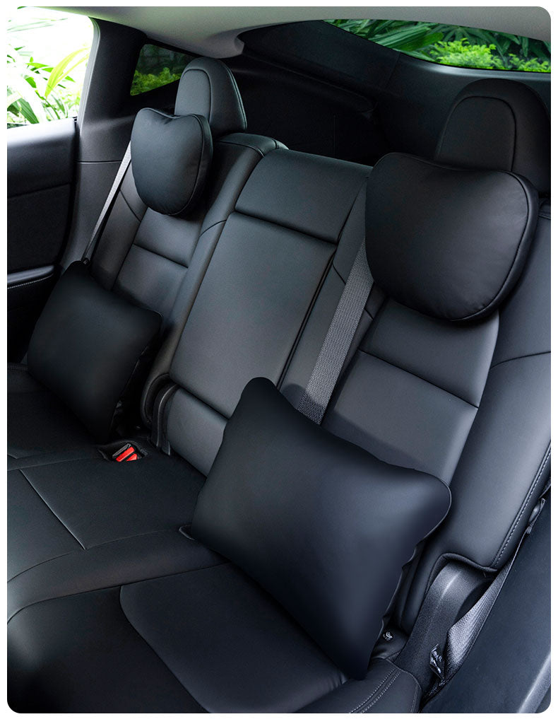 High-Quality Leather Headrest Neck Pillow and Lumbar Support Pillow for Tesla Model 3 & Y