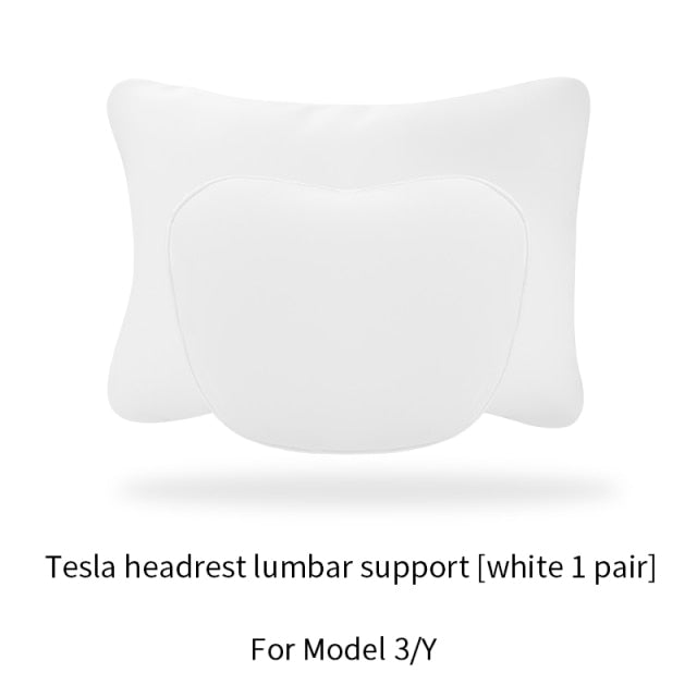 High-Quality Leather Headrest Neck Pillow and Lumbar Support Pillow for Tesla Model 3 & Y