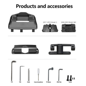 Screen Swivel Mount for Tesla Model 3 2017-2023 and Model Y 2019-2024 Left/Right 30° Up/Down 15° Aluminium Alloy Screen Rotating Bracket Four Directions