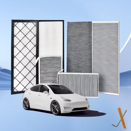 Premium HEPA Cabin & AC Air Filter for Tesla Model 3/Y - Micro-Particle Defense with Activated Carbon Technology (OEM Fit, 10-Min Installation) (Essential, Model Y)