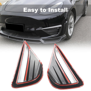 Fancemot Carbon Fiber Front Bumper Fog Light Cover Compatible with Tesla Model Y 2021-2024, Fog Light Trim, Fog Light Eyebrow for Model Y Decorative Accessories