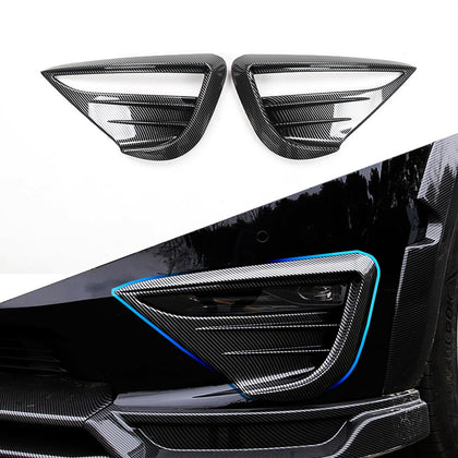 Fancemot Carbon Fiber Front Bumper Fog Light Cover Compatible with Tesla Model Y 2021-2024, Fog Light Trim, Fog Light Eyebrow for Model Y Decorative Accessories