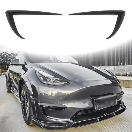 Tesla Model Y Fog Light Trim Cover, 2PCS Carbon Look Eyelids Frame, 2020-2023