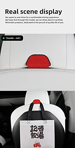Front Seat Headrest Storage Hooks for Tesla Model 3 & Y (Red Suede)