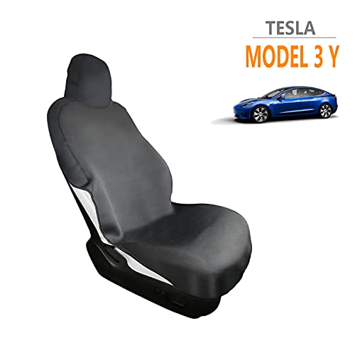 Tesla Model 3 Seat Cover - Tesla Model Y Seat Cover - Front Neoprene Seat Protector - with Bucket and Elastic Rope - for Tesla Interior Accessories