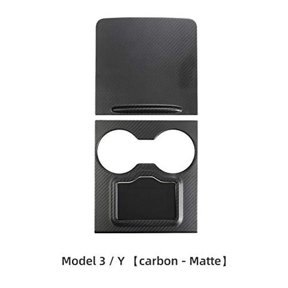 100% Real Matte Carbon Fiber Center Console Overlays for 2021-2023 Tesla Model 3 & Model Y