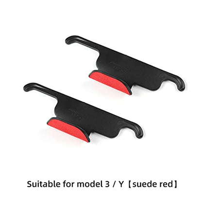Front Seat Headrest Storage Hooks for Tesla Model 3 & Y (Red Suede)