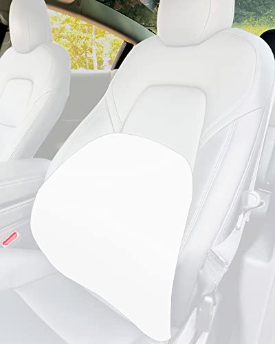 Breathable Mesh & Ergonomic Lower Back Cushion/Lumbar Support Pillow for Tesla Model S, 3, X, & Y [2 Pillows] (White)