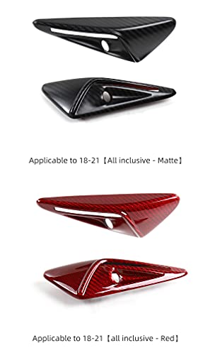 Real Carbon Fiber Fully Covered Autopilot Turn Signal Indicator Covers for Tesla Model S, 3, X, & Y (Carbon Fiber Red)