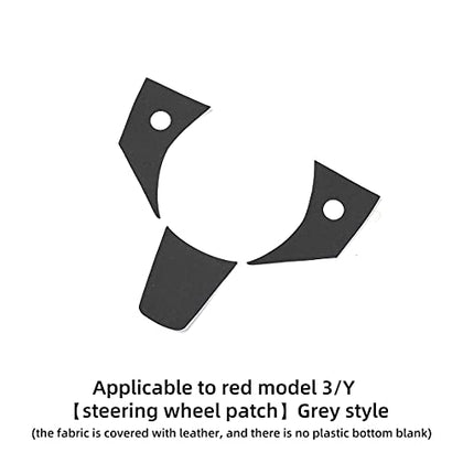 Tesla Model 3 and Model Y 2017-2021 Suede Steering Wheel Sticker Gray 3pcs/Set