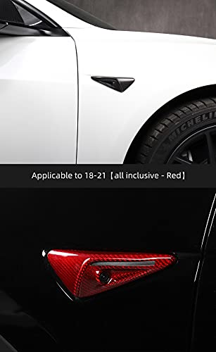 Real Carbon Fiber Fully Covered Autopilot Turn Signal Indicator Covers for Tesla Model S, 3, X, & Y (Carbon Fiber Red)