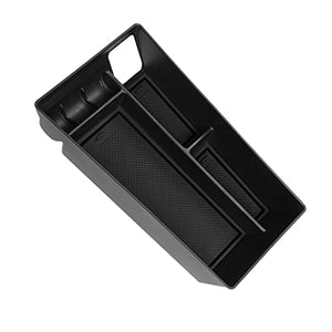 Center Console Organizer Tray for 2021+ Mustang Mach-E Armrest Box Organizer Secondary Storage Glove Box for Latest Mustang Interior Accessories with USB Hole and Coin Holder (Black)