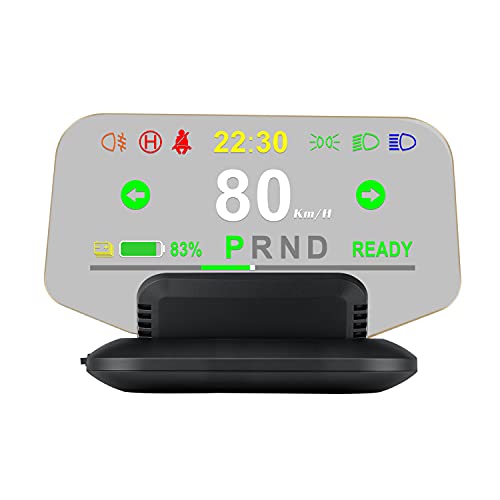 5 inches HUD, 3D Reflection Gauge Head Up Display Compatible with Tesla Model 3 Model Y (After 2019), Speed Warning, Speedometer，Battery Display and GPS etc (Upgraded on July)