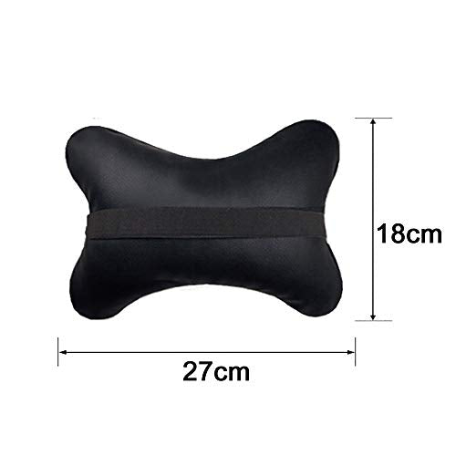 Car Neck Pillows Both Side Pu Leather 2pieces Pack Headrest Fit for Most Cars Filled Fiber Universal Car Pillow (Black&Red)