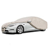 Beige 3 Layer UV Protected All-Weather Full Vehicle Cover for Tesla Model S with Reflective Strips & Zipper for Charging Port Access