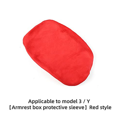 Alcantara Red Suede Leather Armrest cover for Tesla Model 3 & Y
