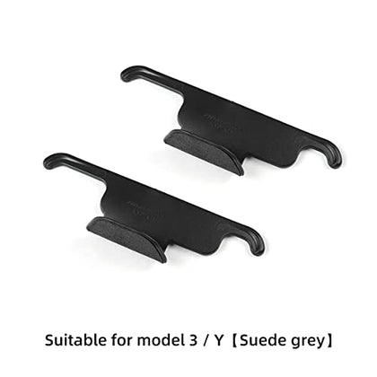 Front Seat Headrest Storage Hooks for Tesla Model 3 & Y (Gray Suede)