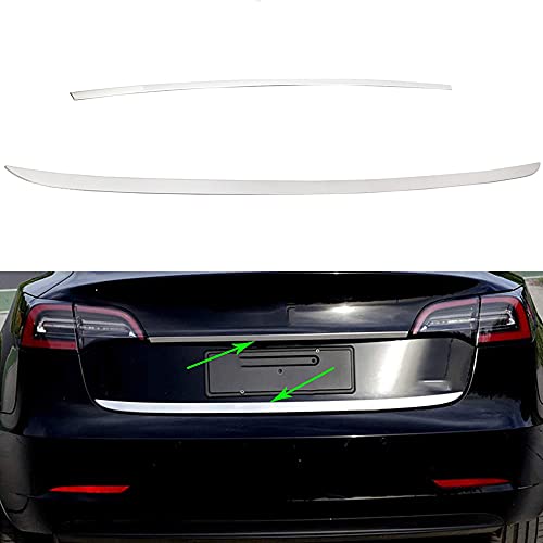 Stainless Steel Rear Trunk Tailgate Molding Stripe Trim for Tesla Model 3 2018-2020 (Pack of 2)