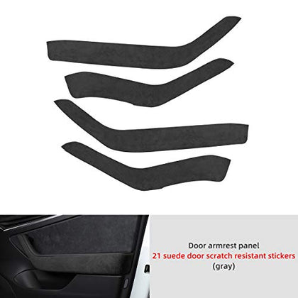 Gray Alcantara Suede Inner Door Handle Side Wrap for 2021 Tesla Model 3 (4 Piece Set)