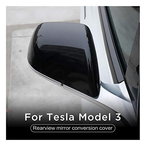 Headlamp Lens Cover Car Rearview Mirror Cover Fit for Tesla Model 3 ABS Piano Black Version Rearview Mirror Cover 2pcs/Set