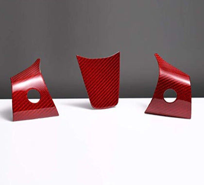 Carbon Fiber Steering Wheel Decorative Patch for Tesla Model 3 Tesla Model Y Interior Auto Accessories(red Carbon Fiber)