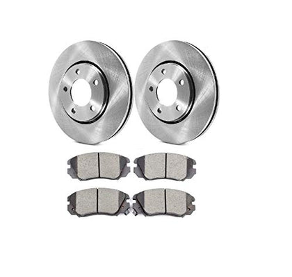 Rear Disc Brake Rotors and Ceramic Brake Pads For 2019 Hyundai Ioniq Electric Limited(NOTE: Electric Electric Limited) - Two Years Warranty (Pads with Hardware)