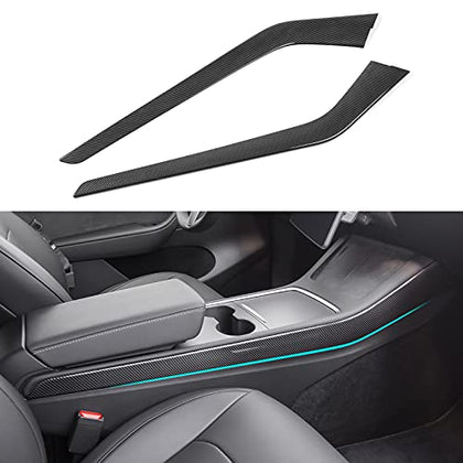 Central Console Side Trim for 2021 Tesla Model 3 & Y (Glossy Carbon Fiber)