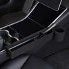 Center Console Side Pocket Organizer Car Seat Crevice Storage Box Cup Holder Fit for Tesla Model 3 (Black)