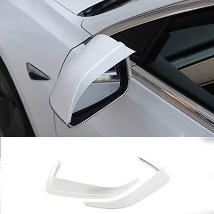 White Sideview Mirror Rain Guards for 2017-2022 Tesla Model 3 or Y (2 Pieces)