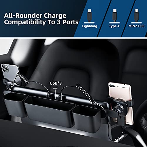 Phone Mount Wired Charger with 2 Adjustable Cellphone Holders for Tesla Model 3 & Y