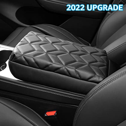 KMMOTORS Model y, Model 3 Center Console Cover Quilting Black, Armrest  Cushion, Console Protector, Vegan Leather, Tesl* Accessories