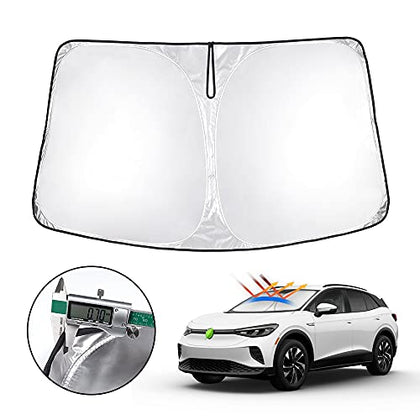 Custom Fit for Windshield Sunshade Volkswagen ID.4 2021 2022 Accessories VW ID4 Window Sun Shade Foldable Sun Shield Cover Block Heat and Sun Upgrade Reflective Polyester