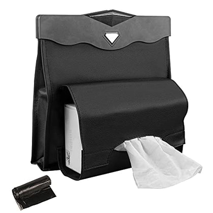 Car Trash Can Trash Bag Hanging Magnetic Buckle Waterproof with Tissue Boxes