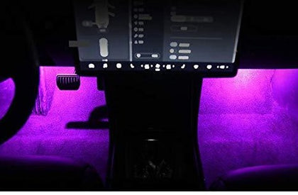 Interior LED Car Light Bulbs Kit,Upgrade Lighting Replacement Compatible Kit Glitter Lamp 4 Pcs forTesla Model 3 Model X Model S Model Y(Purple)