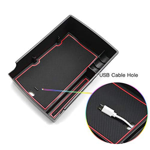 Center Console Organizer Customized for 2018 2019 2020 Kona EV Insert ABS Black Materials Tray Armrest Box Glove Secondary Storage Box with Coin and Glass Holder (Red)