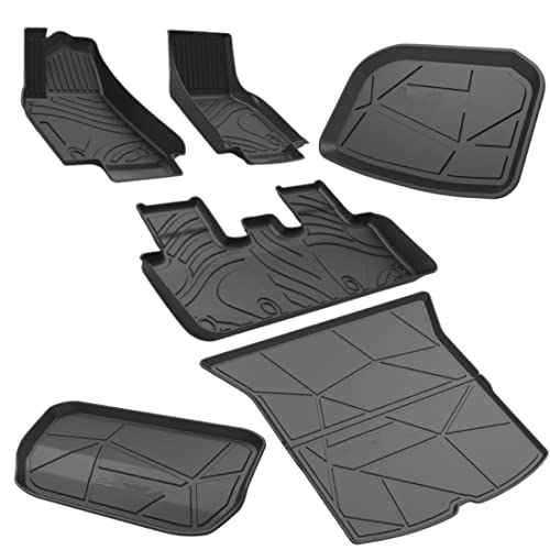 All Weather Floor Mats for Tesla Model Y 5-Seat 2021 2022 Custom Fit TPE Car Floor Mats Cargo Trunk Mat Interior Accessories (Does NOT fit 7-Seat)