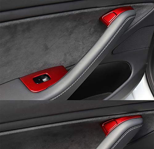 Car Door Lock Switch Decorative Patch for Tesla Model 3 2017-2022 Car Interior Modification Accessories（M3-DE21LRED）