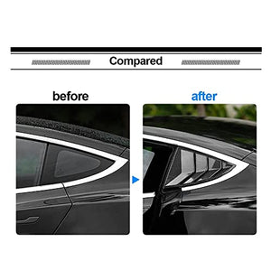 Rear Side Window Louvers,Air Vent Scoop Louvers for Tesla Model 3, Window Scoop Louvers Covers,ABS Sun Rain Shade Vent,Sport Style,2PCS,Cool Exterior Decoration (Glossy Carbon Fiber Pattern)