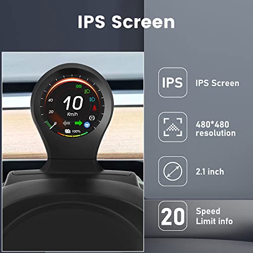Head Up Display HUD Car Dashboard Instrument Cluster for Tesla Model 3 & Y Speedometer Wireless Charging Holder Mount