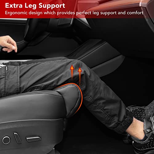 Tesla Model Y Leather Seat Extender Cushion Pad for Front and Rear Seats (Black)