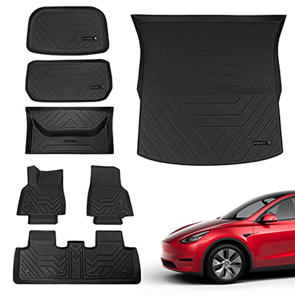 Tesla Model Y 2020-2022 Trunk Mat Floor Mats Cargo Mat Trunk Mat Cargo Liner Set(Four Trunk Mats + Floor Mats)