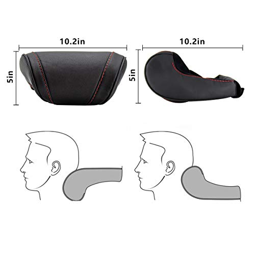 Headrest Neck Support Pillows Black with Red Stitching Replacement for Tesla Model 3, Model S, Model X, Model Y Vehicles (1 Pack)