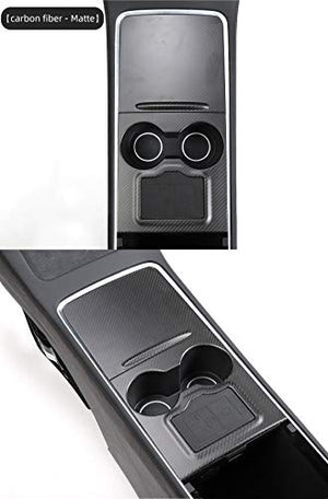 100% Real Matte Carbon Fiber Center Console Overlays for 2021-2023 Tesla Model 3 & Model Y