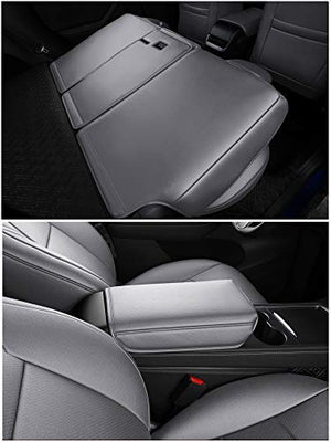 Seat Cover Fit for Tesla Model Y 2020 2021 Airbag Compatible Synthetic Leather Car Seat Cushion Protector All Weather Water-Proof Customized (Grey/Midnight Silver Metallic)