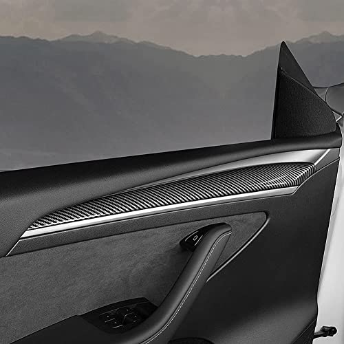 2021 2022 Tesla Model 3 Carbon Fiber Interior Front Door Panel Armrest Cover Trim