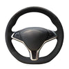 Customized Hand-Stitch Black Suede Steering Wheel Cover for Tesla Model S 2009-2018 & Tesla Model X 2012-2018