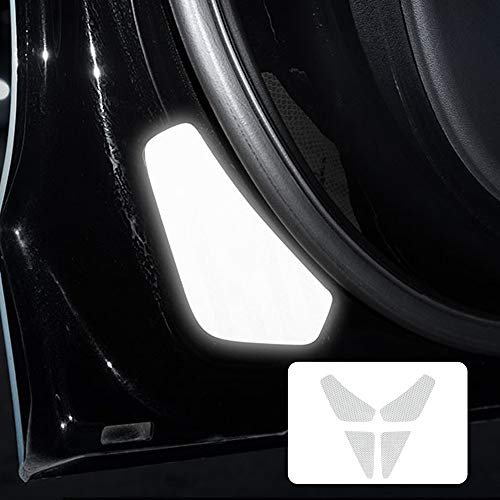 Car Door Reflective Warning Stickers Open Auto Decals Anti-Collision Safety Sign Compatible with Tesla Model 3 Accessories (White)