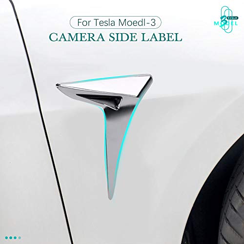 Tesla Model 3 Y X S Side Camera Protection Cover Car Side Camera Decoration Trim fit for Tesla Model 3 Accessories 2017-2022 (2PCS of Set Silver)